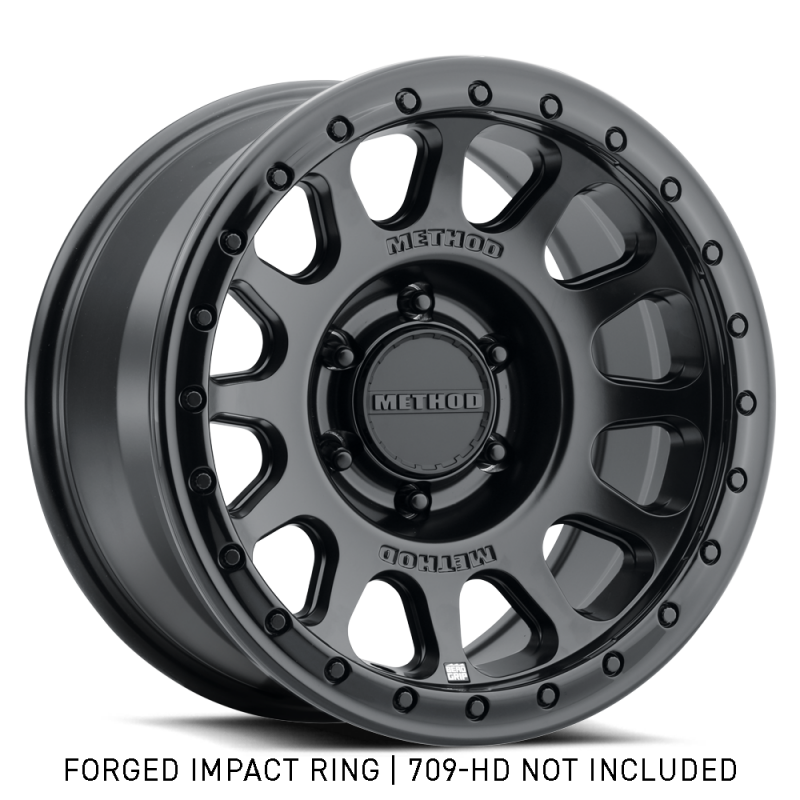 Gloss black Method Beadlock Ring for 18-inch forged wheels, Style 1, designed as a durable wheel accessory for Method Wheels.