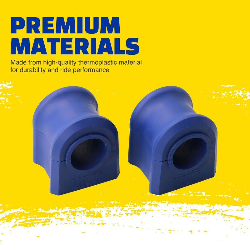 Moog Ram 1500 Limited Sport sway bar bushings, front to frame, showing the durable rubber components designed for vehicle stability.
