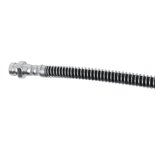 DFC Hyundai Accent front-left brake hose from brake line kit, showing the flexible rubber and metal fittings for brake system.