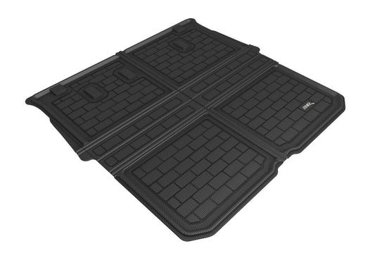 Black 3D MAXpider Honda Pilot cargo liner behind second row, rubber floor mat designed for 2016-2021 models.