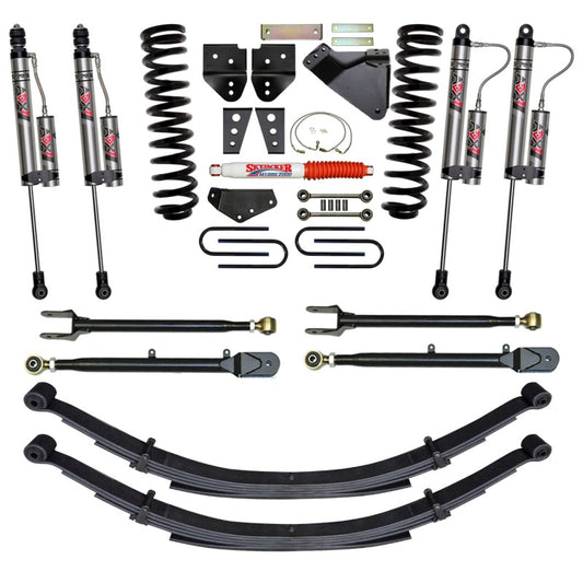 Skyjacker 8.5-inch lift kit for F350 4WD gas trucks, showing the lifted suspension system on a heavy-duty vehicle.
