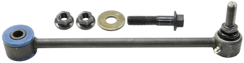 Moog rear sway bar endlink for Ram 2500 Power Wagon Tradesman 2014-2019, close-up of metal link with rubber bushings.