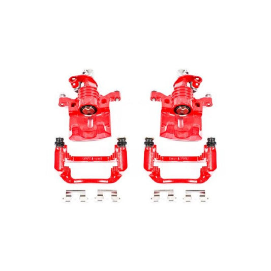 PowerStop rear red brake calipers with brackets for Buick Allure 2005-2009, performance brake calipers for enhanced stopping power.