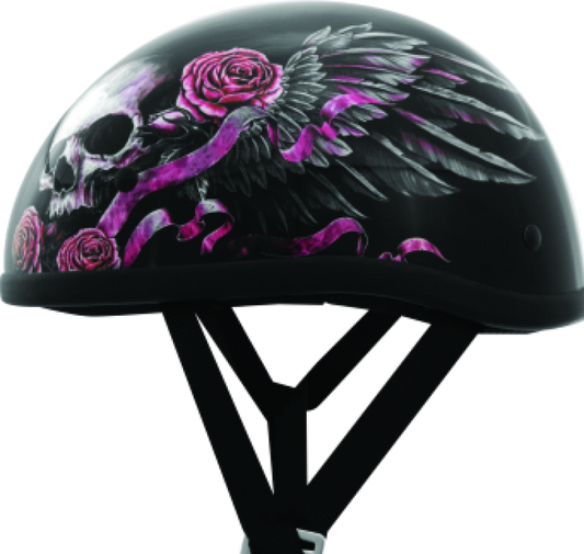 Small Wild One helmet by Bikers Choice, featuring a colorful skull design, designed for motorcycle safety and style.