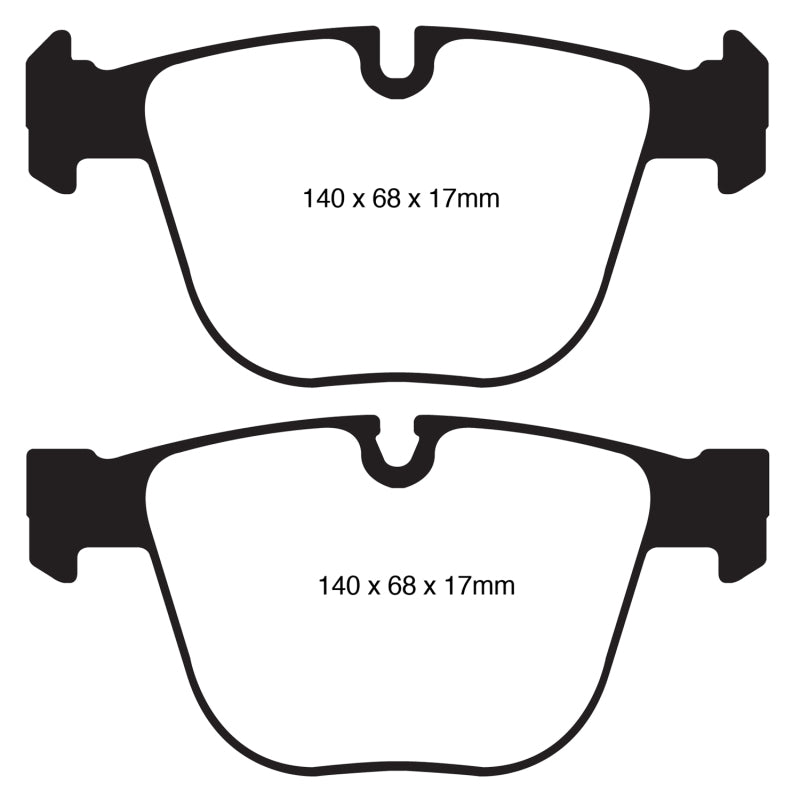 EBC Greenstuff rear brake pads for BMW 535i 3.0 Twin Turbo GT F07, performance brake pads with green friction material.