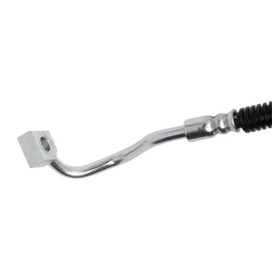 DFC Ford Mustang front right brake hose from the brake line kit, showing the flexible rubber and metal fittings.