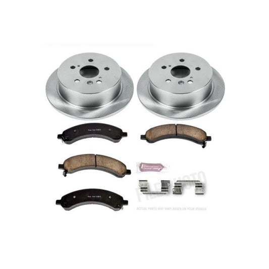 PowerStop OE rear brake kit for Lexus RX330 2004-2006, including brake rotors and pads, shown in the image.