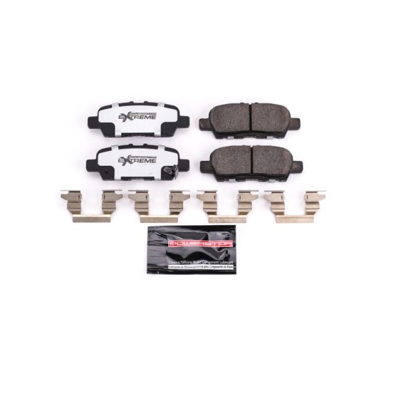 PowerStop Z26 Extreme Street rear brake pads for Infiniti EX35, showing performance brake pads with hardware included.
