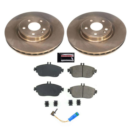 PowerStop OE front brake kit for Infiniti QX30 (2017-2019) with brake rotors and pads, designed for reliable stopping power.
