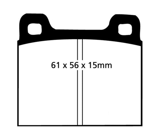 EBC Redstuff performance brake pads for Porsche 911 2.7L, front and rear, showing the red brake pad material and mounting hardware.