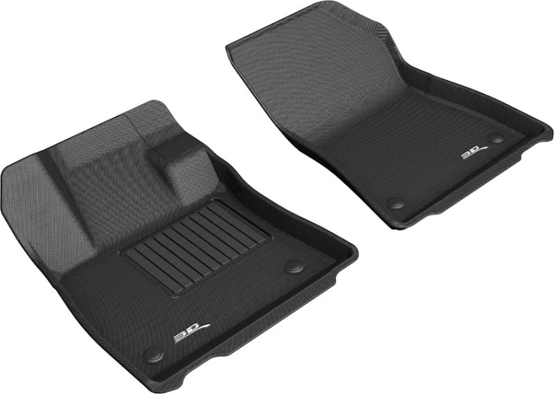 Black 3D MAXpider Kagu rubber floor mat for 2019-2020 Infiniti QX50 first row, with textured surface and custom fit.