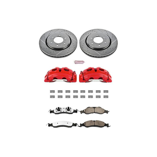 PowerStop Z36 truck and tow brake kit installed on a 2007-2009 Lincoln Navigator, showing front brake components with calipers