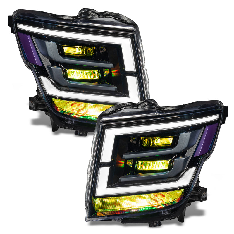 Oracle Lighting RGB Demon Eye Headlight Upgrade Kit for Nissan Titan 21-22, featuring color-shifting LEDs without controller.