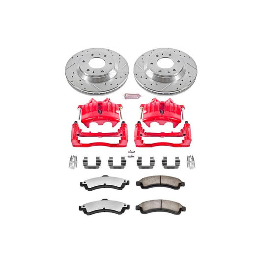 PowerStop front Z36 brake kit with calipers for 2004-2005 Buick Rainier, includes performance brake components and hardware.