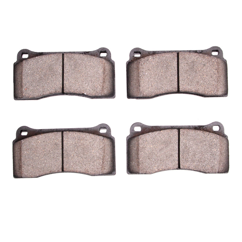 R1 Concepts R1 90-06 Jaguar XKR front semi-metallic OE brake pads showing the brake pad set with metal backing and friction material.