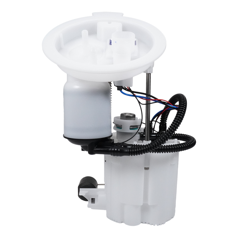 DeatschWerks DW400 fuel pump module for BMW F20 F30 F87 N55 engine, showing the compact pump design and connectors.