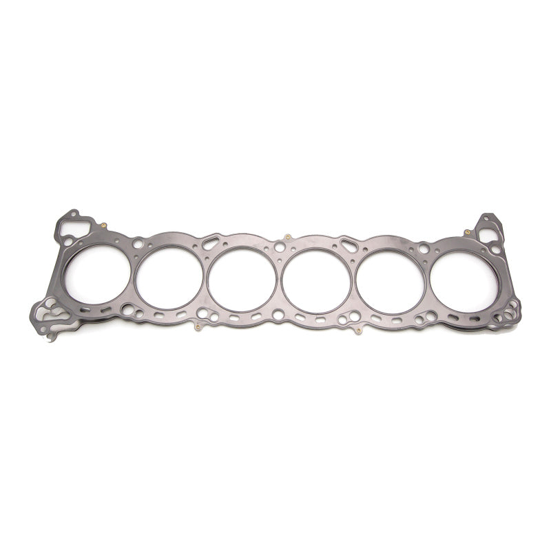 Cometic Gasket Nissan RB-26 6-cylinder 87mm MLS head gasket showing the metal composite construction and gasket surface details.