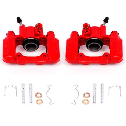 PowerStop rear red brake calipers for Pontiac Vibe 2003-2006, pair, performance replacement without brackets, automotive brake parts