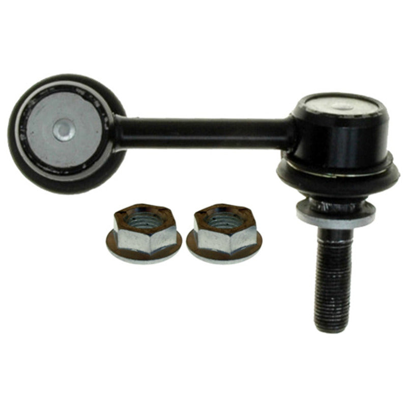 Moog Lexus IS300 front right sway bar endlink, automotive suspension component with metal links and bushings.