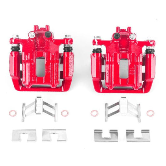 PowerStop rear red brake calipers with brackets for 2005-2006 Honda CR-V, pair of performance brake calipers.