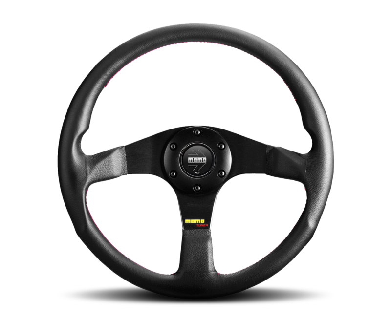 Black MOMO Ultra Steering Wheel 350mm with ergonomic grip and sporty design, ideal for racing or performance vehicles.