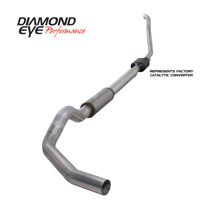 Diamond Eye Performance Turbo Back exhaust kit for 94-97 Ford F250/F350 7.3L PowerStroke diesel engine, with detailed piping and muffler.