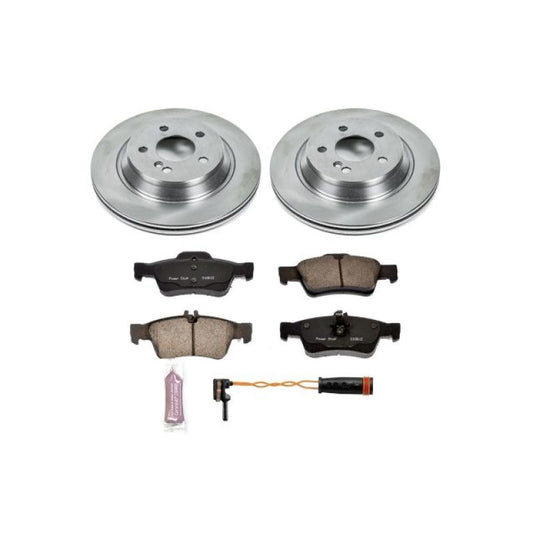 PowerStop rear OE brake kit for Mercedes-Benz S430 models from 2003 to 2006, including brake calipers and rotors.