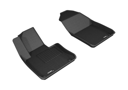 Black 3D MAXpider rubber floor mat for first row of 2018-2020 Volvo XC60 Kagu model, showing textured surface and custom fit.