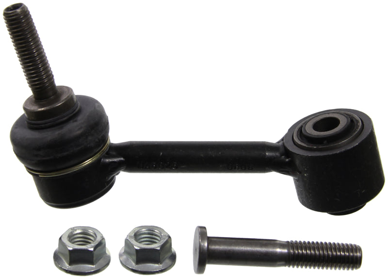 Moog rear sway bar endlink for Audi Q3 2015-2018, showing the metal link with rubber bushings attached.