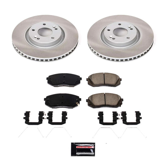PowerStop performance semi-coated front brake rotor kit for Kia Optima 2016-2020, featuring high-quality brake components.