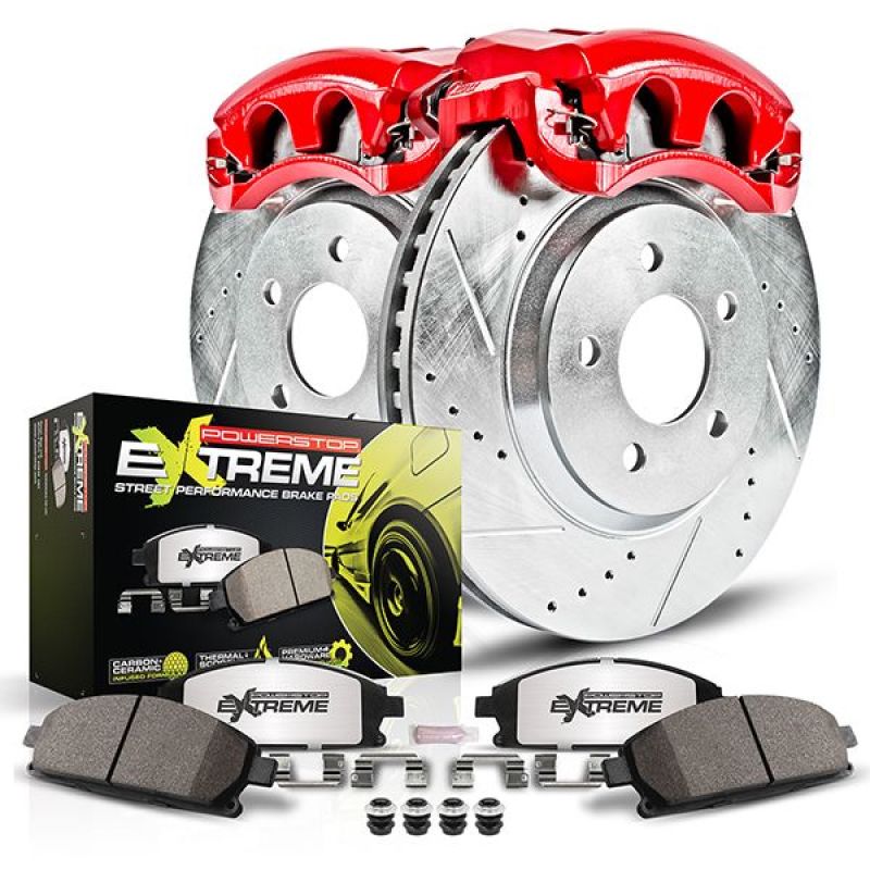 PowerStop Z26 Street Brake Kit with calipers for rear of BMW 550i GT xDrive 2015-2017, performance brake upgrade.
