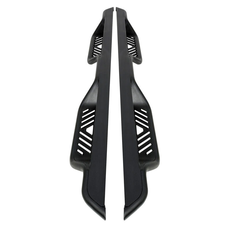 Westin Outlaw Drop Nerf Step Bars in textured black on Ram 1500 Quad Cab and Classic models, providing easy vehicle access.