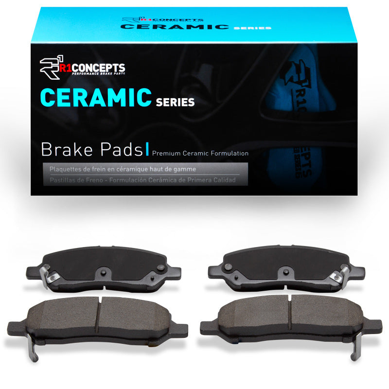 R1 Concepts OE ceramic brake pads for Dodge Dart 2013-2016 rear, designed for reliable stopping power and durability.