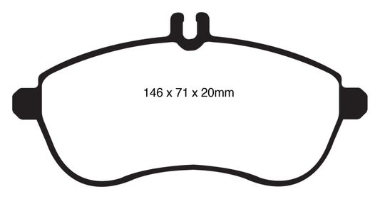 EBC Greenstuff front brake pads for Mercedes-Benz C250 W204 1.8 Turbo, performance brake pads with green friction material.