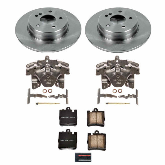PowerStop rear OE brake kit with calipers for Mercedes-Benz C240 2003-2005, showing brake rotors and caliper components.