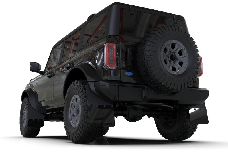 Rally Armor 21-25 Ford Bronco (Steel Bmpr + RB - NO Rptr/Sprt) Blk Mud Flap w/Red Logo