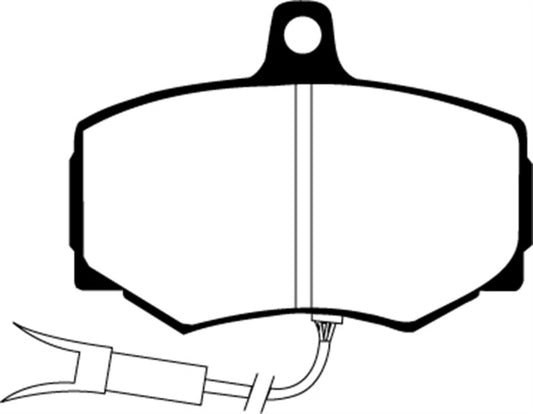 EBC Redstuff front brake pads for Jaguar XJ6 1988-1989 3.6 performance brake pads, showing the red friction material and metal backing