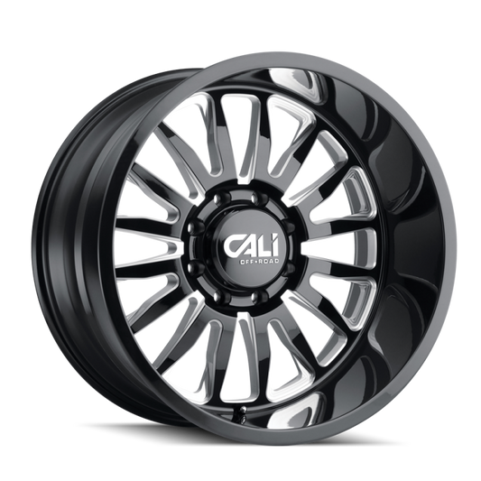 Cali Off-Road 9110 Summit gloss black milled cast wheel with 22x10 inch size, 6x139.7 bolt pattern, 0mm offset, 106mm hub