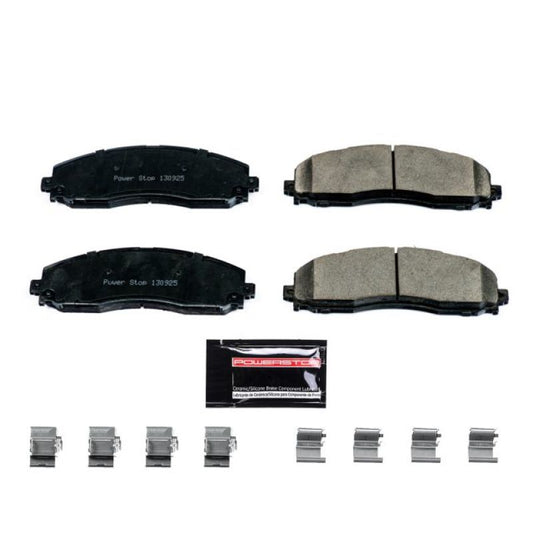 PowerStop Z23 Evolution Sport brake pads with hardware for rear of 2013-2019 Ford F-250 Super Duty truck, performance brake replacement