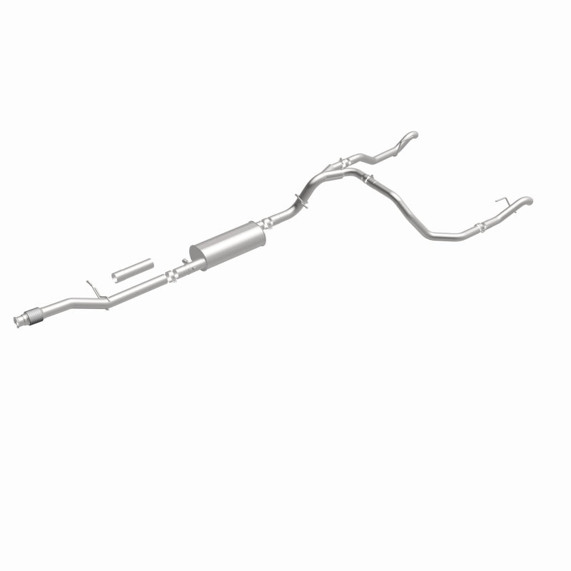 Magnaflow catback exhaust kit for Chevrolet Silverado 1500 5.3L, direct-fit replacement system with polished tips and stainless steel pipes.