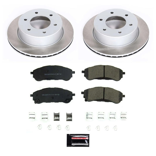 PowerStop rear semi-coated brake rotor kit for Ford Ranger 2019-2022, performance brake components shown in image.