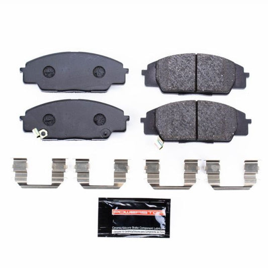 PowerStop front track day brake pads for 2007-2010 Acura CSX, racing brake pads with metallic friction material, close-up view