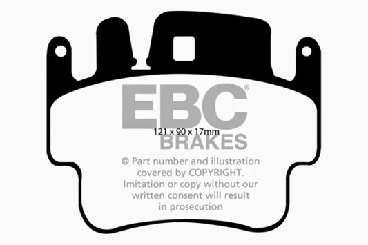 EBC Redstuff front brake pads for Porsche 911 996 3.4 Carrera 2, performance iron rotor brake pads with red friction material