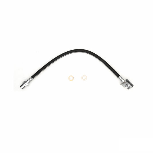 DFC Ford Mustang 94-98 front left brake hose in a brake line kit, showing the flexible rubber brake line and fittings.