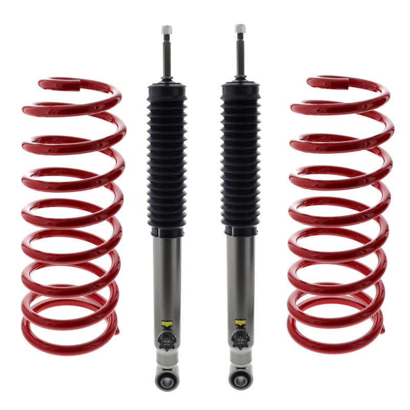 KYB JAOS rear suspension lift kit for Toyota FJ Cruiser 2010-2014 and 4Runner 2010-2020, showing lifted vehicle with suspension components.