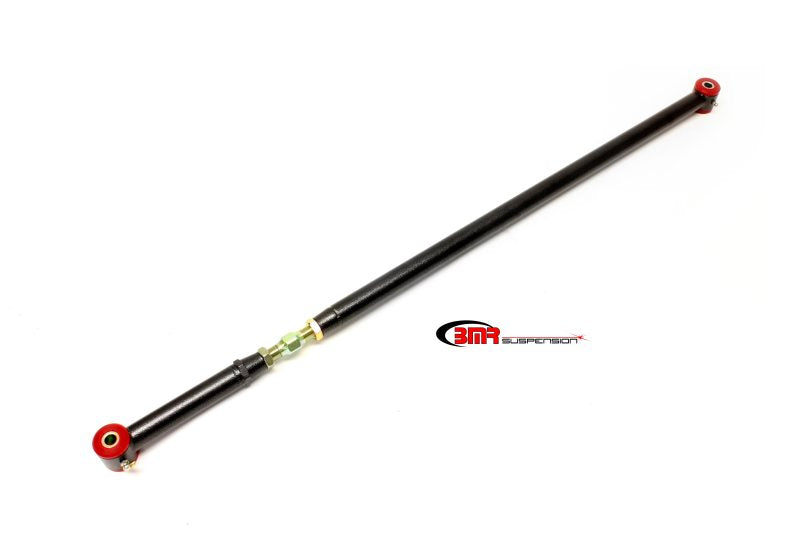 Black Hammertone BMR S197 Mustang on-car adjustable polyurethane Panhard Rod for improved suspension alignment.