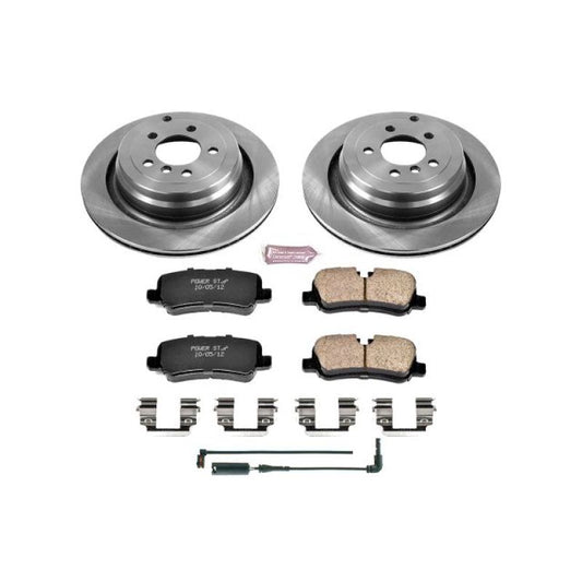 PowerStop OE rear brake kit for Land Rover Range Rover, includes brake pads and hardware for reliable stopping power.