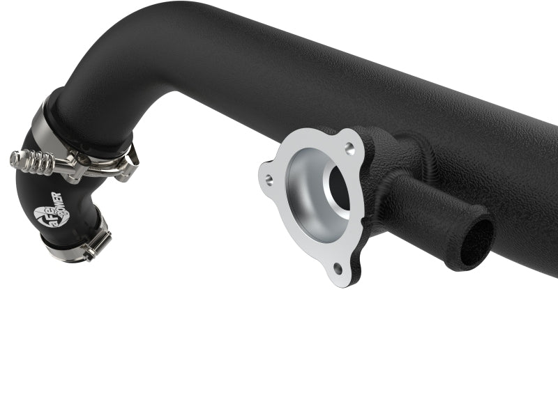 aFe Ford Bronco 21-23 V6-2.7L BladeRunner aluminum hot and cold charge pipe kit in black, showcasing the intercooler components.