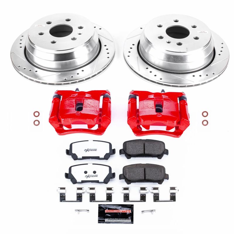 PowerStop Chevrolet Colorado rear Z36 brake kit with calipers, designed for truck and tow performance, installed on the vehicle.
