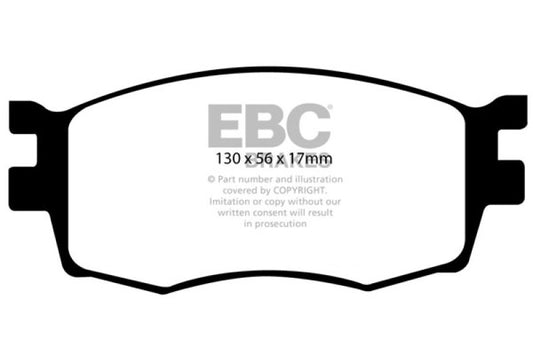 EBC Greenstuff front brake pads for Hyundai Accent 1.6, high-performance brake pads with green friction material.